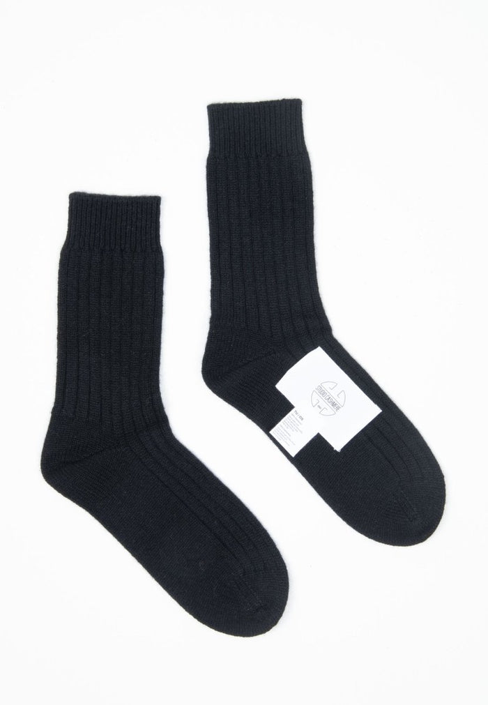 UNI 13 Chausettes en côte traditionnelle 4 fils en cachemire noir