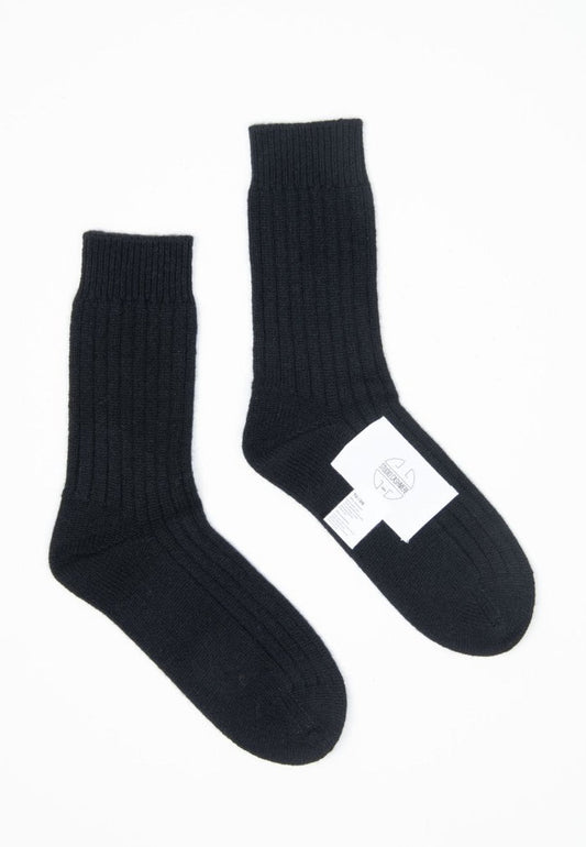 UNI 13 Chausettes en côte traditionnelle 4 fils en cachemire noir