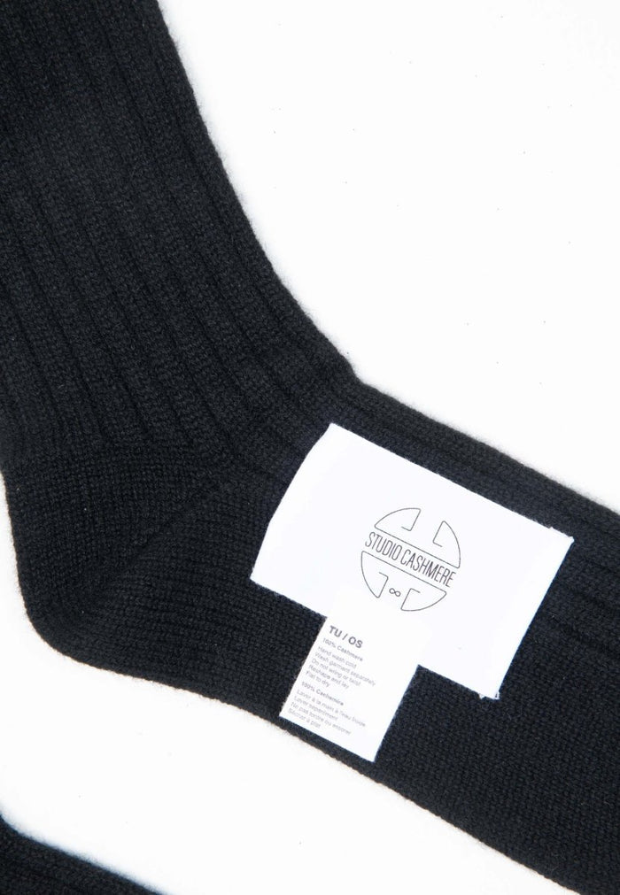 UNI 13 Chausettes en côte traditionnelle 4 fils en cachemire noir