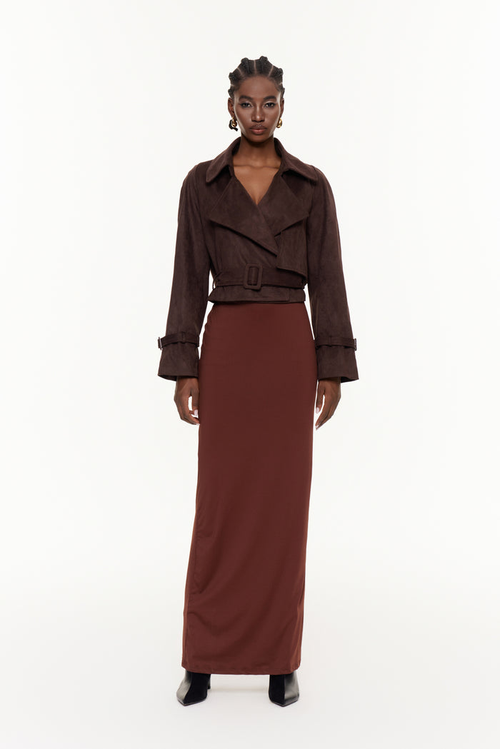 Chioma Lapel Buckle Suede Jacket