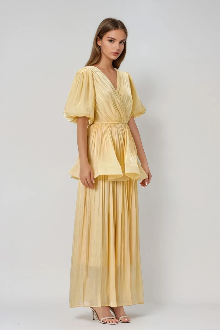 Christos Ruch Balloon Sleeve Skirt Set