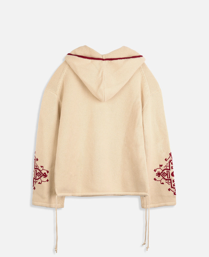 Coach Clot Relaxed Intarsia Hoodie (Beige)