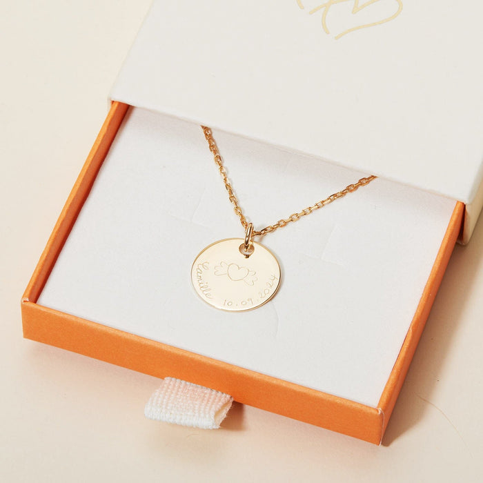 Coffret cadeau Coussin musical bébé coeur et collier personnalisé Mellipou x Merci Maman coussins musicaux mini nuages MELLIPOU