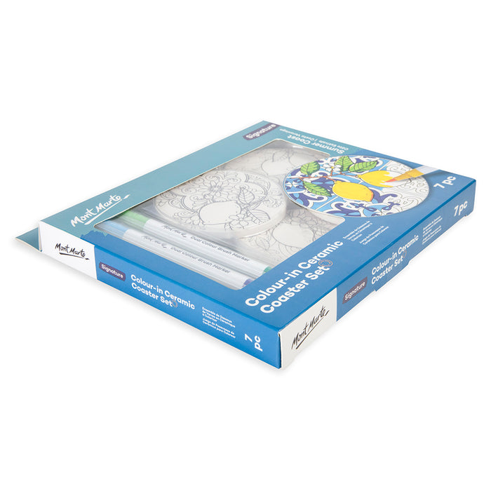 Colour-in Ceramic Coaster Set 7pc – Summer Coast