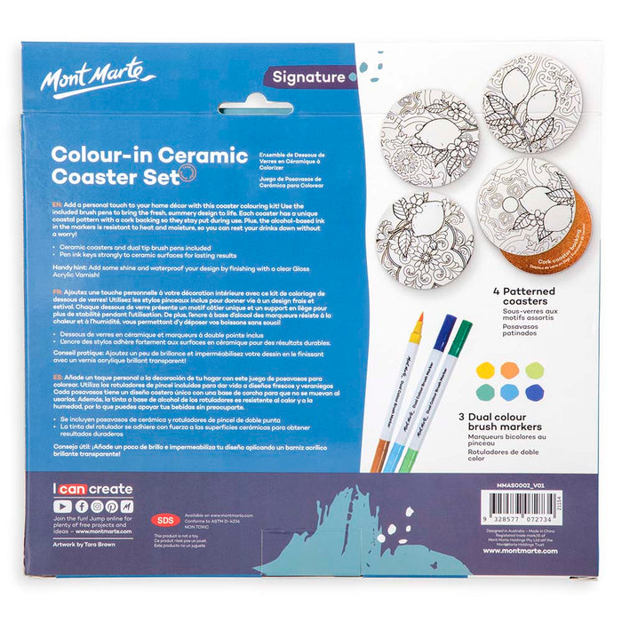Colour-in Ceramic Coaster Set 7pc – Summer Coast