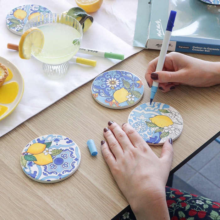 Colour-in Ceramic Coaster Set 7pc – Summer Coast