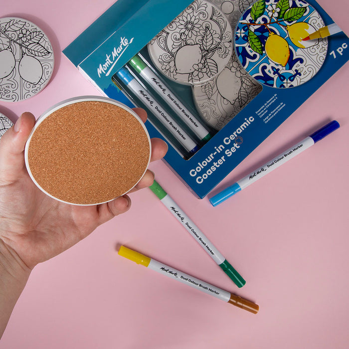Colour-in Ceramic Coaster Set 7pc – Summer Coast