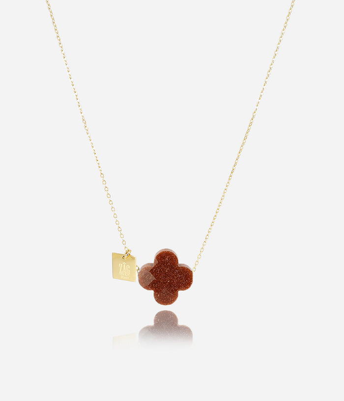 Copper Brown Clover Gold Necklace