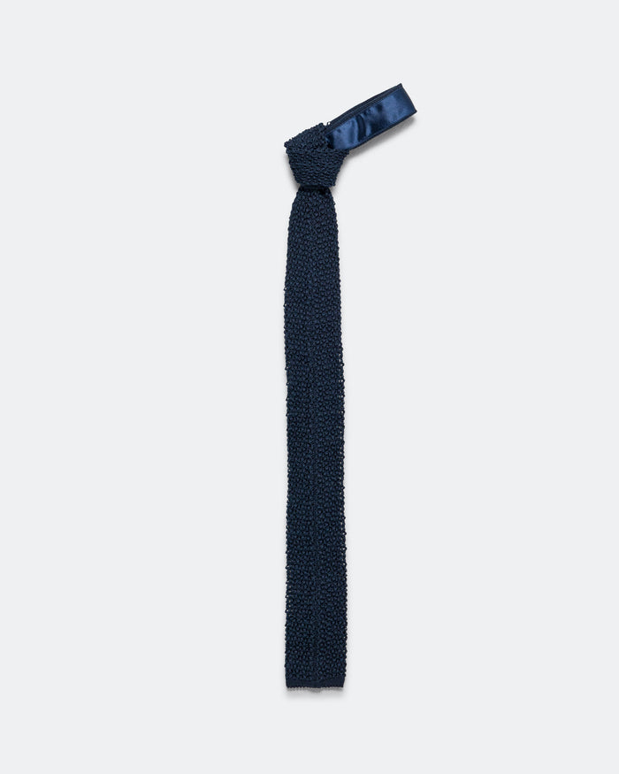 Cotton Knit Tie Solid - Navy