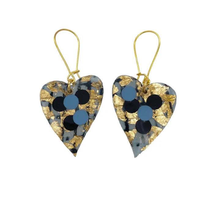 Crush sgraffito earrings in flint-blue/gold/black