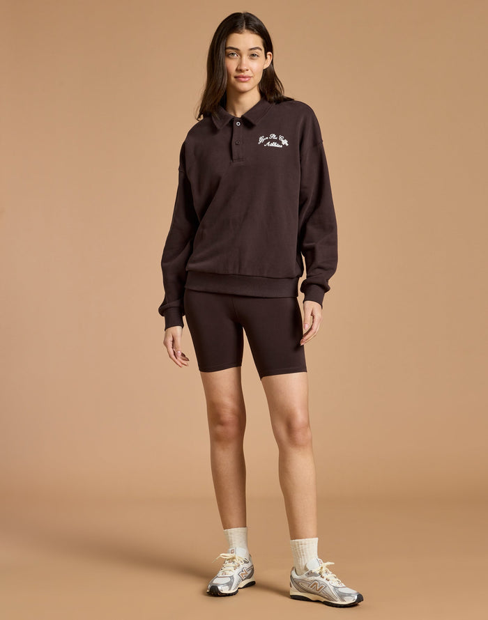 Daily Collared Sweatshirt in Mocha Bean