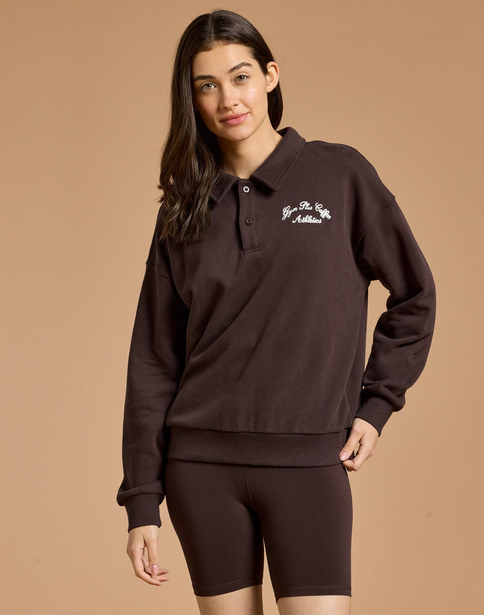 Daily Collared Sweatshirt in Mocha Bean