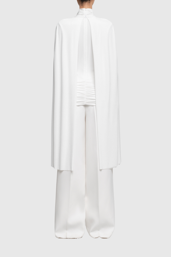 Danielius Bodycon Ruch Shawl Top In White