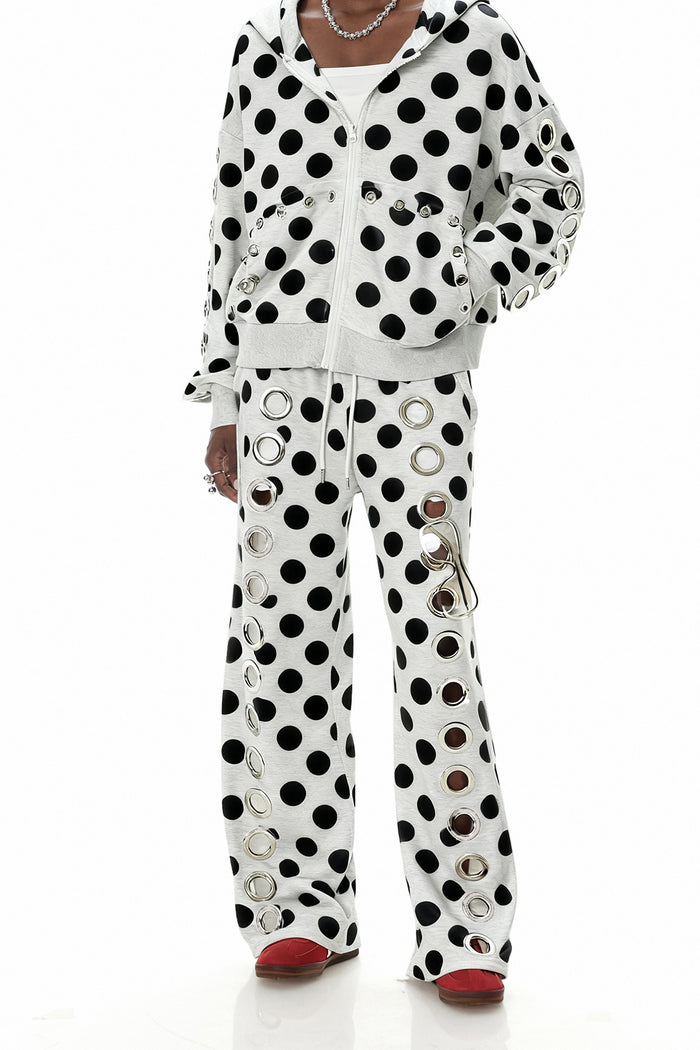 Daniyal Eyelet Dot Straight Pants