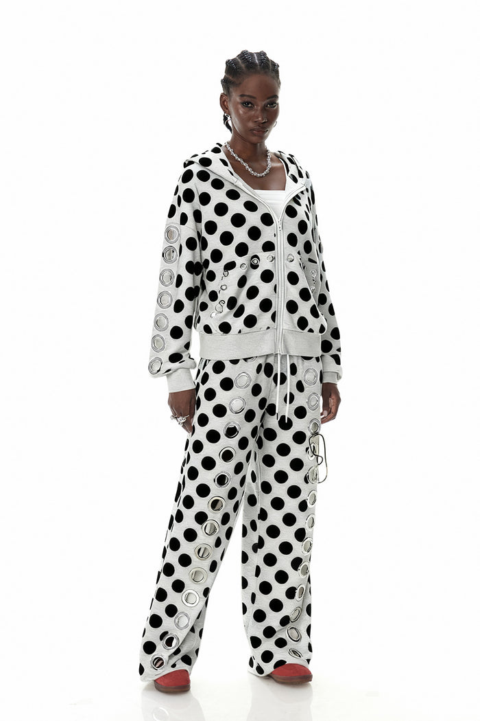Daniyal Eyelet Dot Straight Pants