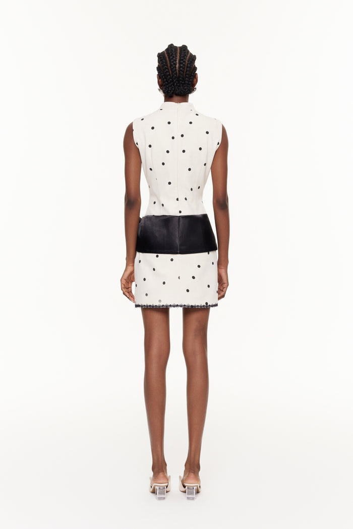 Deja Sleeveless Dot Bow Mini Dress
