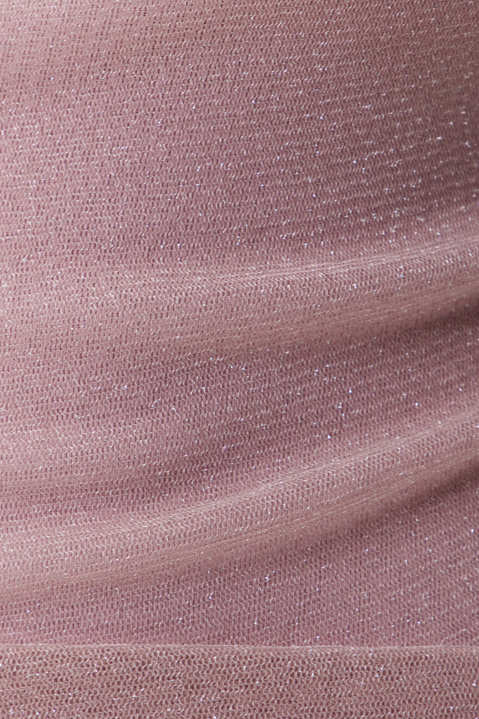 Desideria Cowl Neck Glitter Ruch Top In Pink