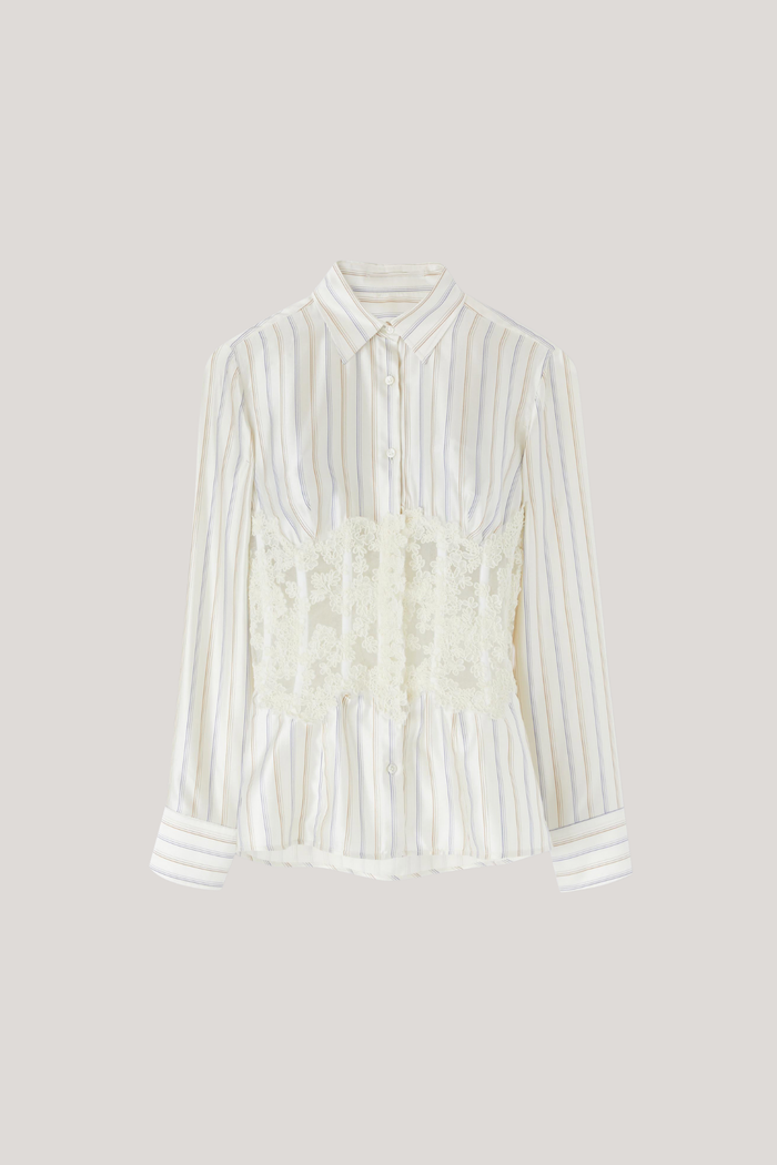 Dexter Lace Corset Stripe Shirt