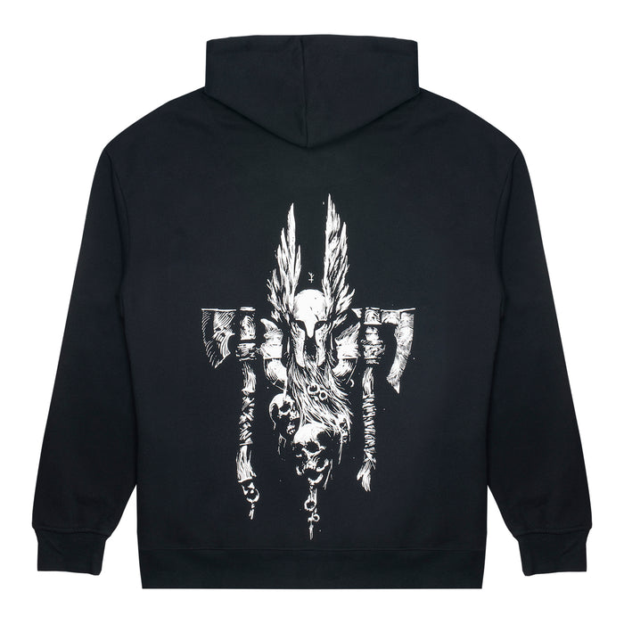 Diablo IV Barbarian Sigil Black Zip-Up Hoodie - Back View