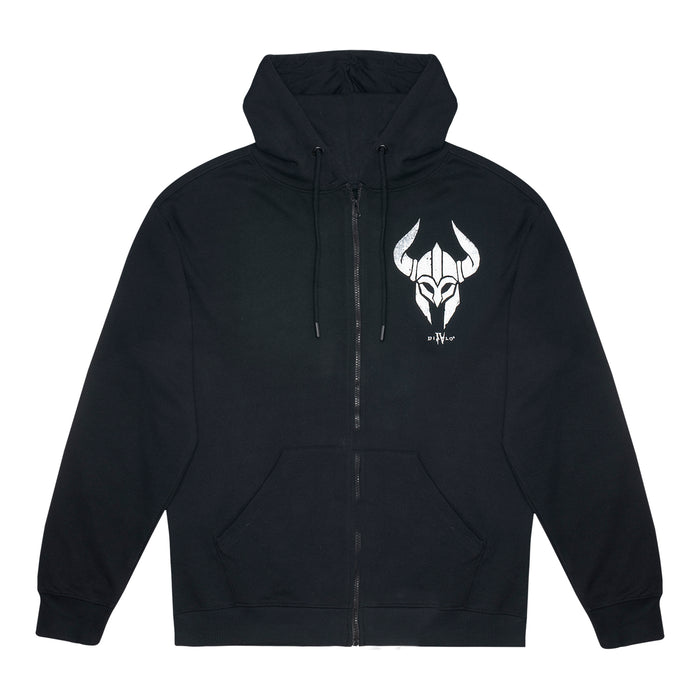 Diablo IV Barbarian Sigil Black Zip-Up Hoodie - Front View