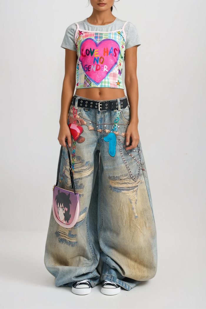 Diann Print Barrel Jeans