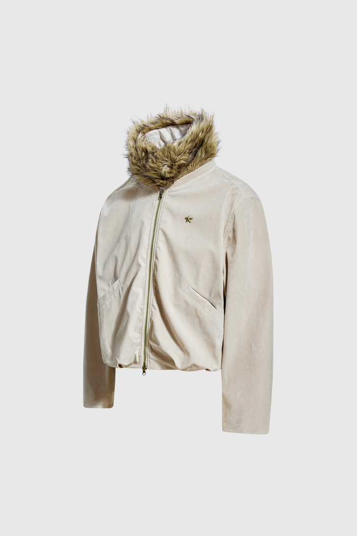 Dick Faux Fur Star Jacket In Apricot