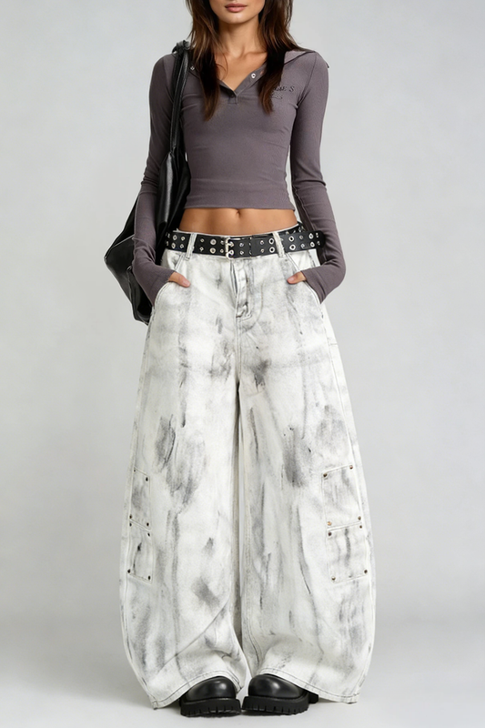 Dijana Asymmetric Print Jeans