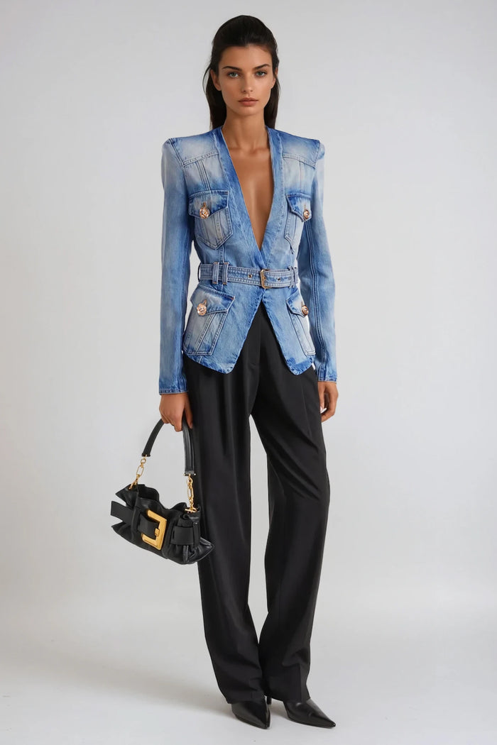 Dionysia Plunge Denim Jacket