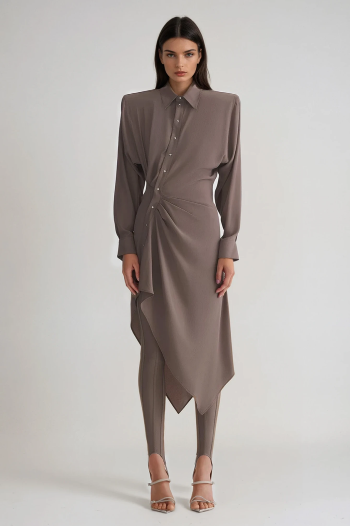 Dior Asymmetric Ruch Midi Shirt Dress