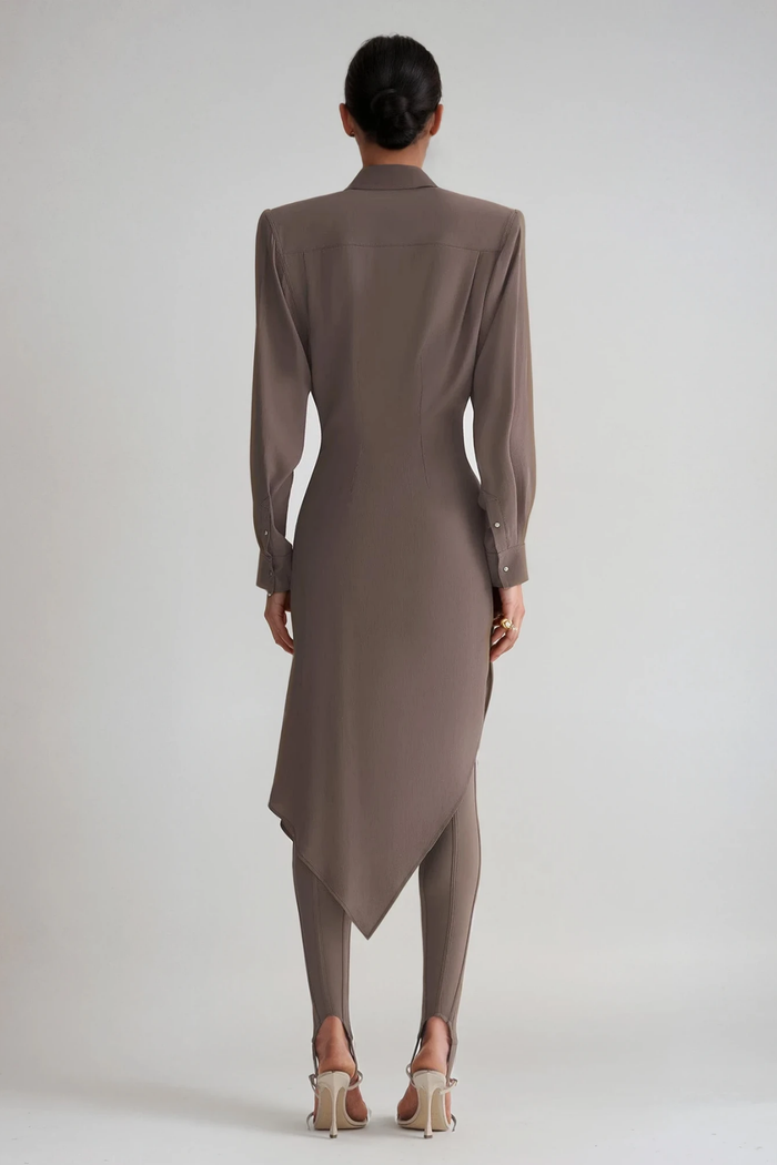 Dior Asymmetric Ruch Midi Shirt Dress