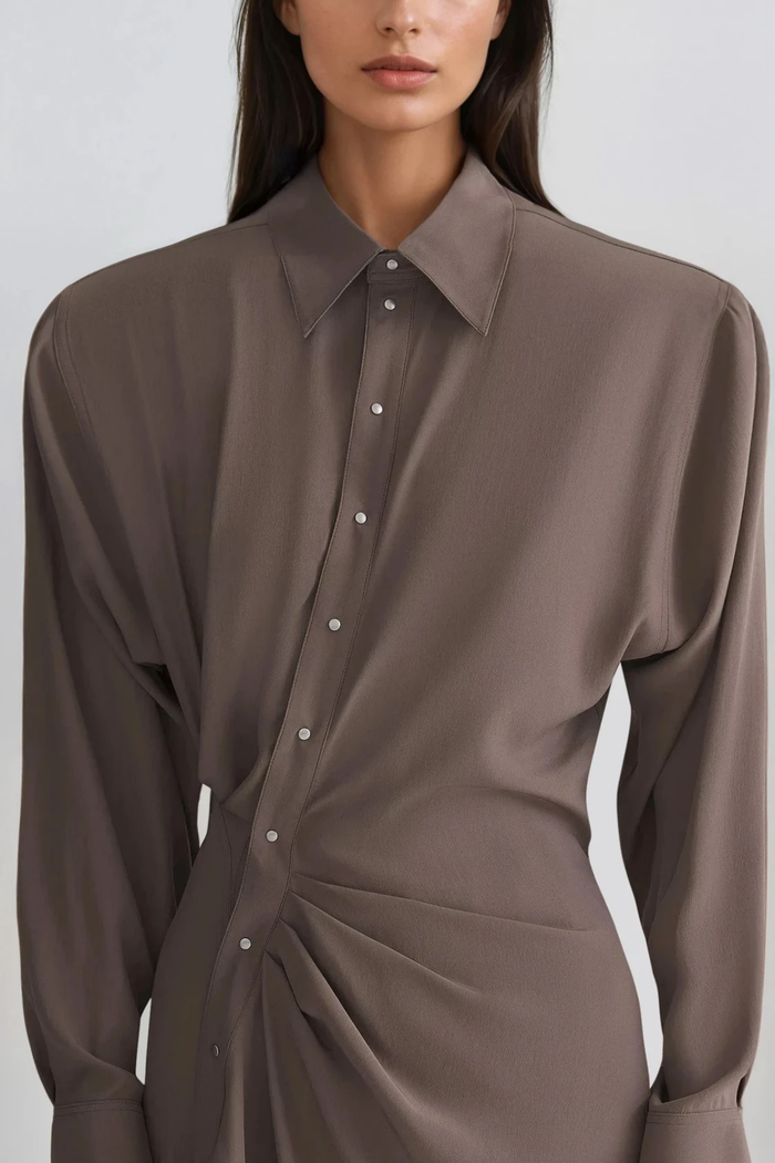 Dior Asymmetric Ruch Midi Shirt Dress