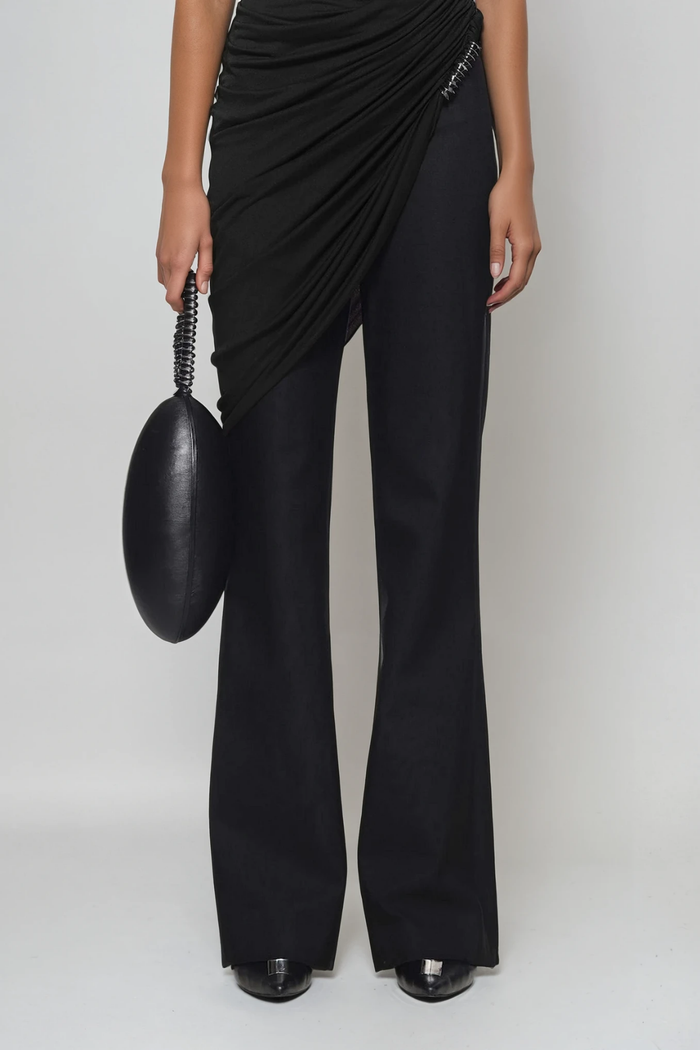 Dirce Ruch Bodycon Asymmetric Pants Set In Black