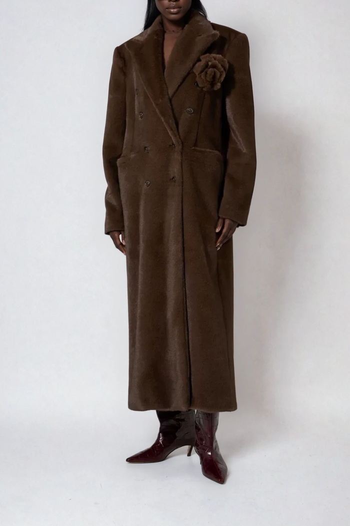 Dizzy Flower Faux Fur Coat