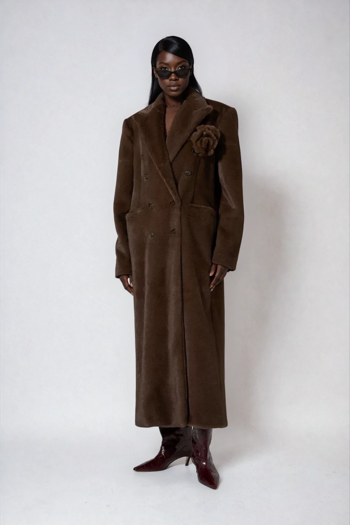 Dizzy Flower Faux Fur Coat