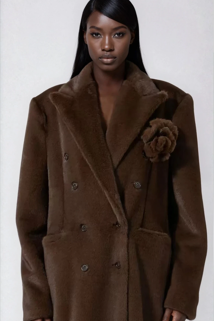 Dizzy Flower Faux Fur Coat