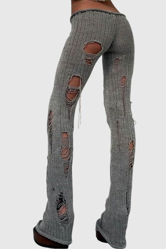 Djedefre Ripped Knit Pants In Grey