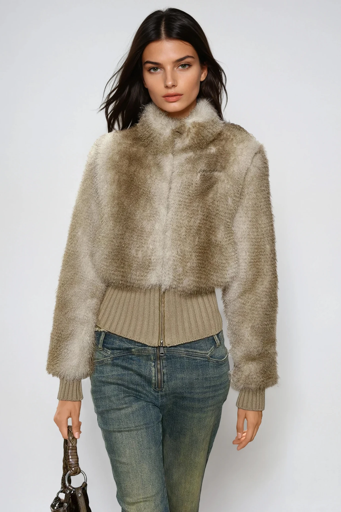 Dmitrijs Deconstruct Faux Fur Jacket