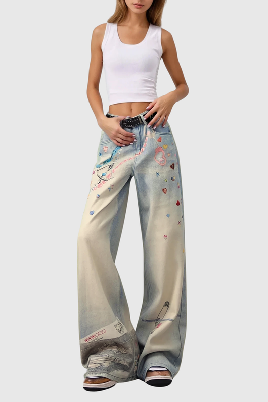 Dobrogost Heart Print Jeans