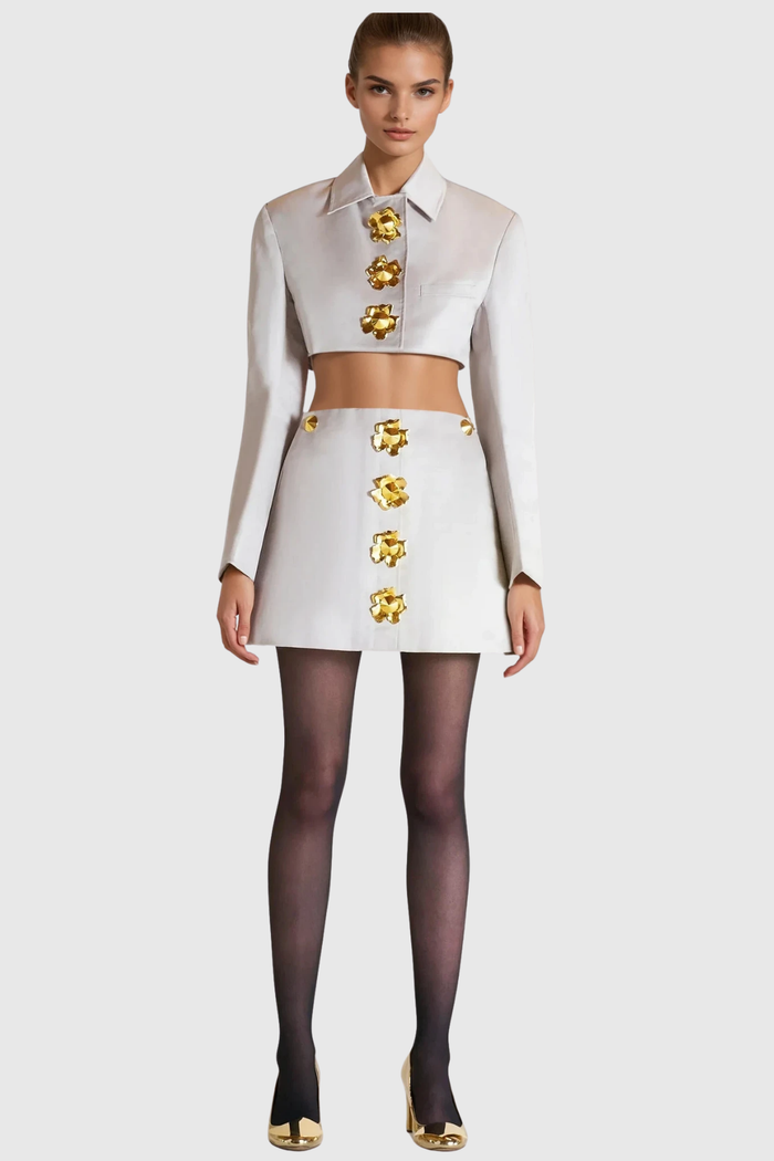 Dolors Crop Embellished Skirt Set