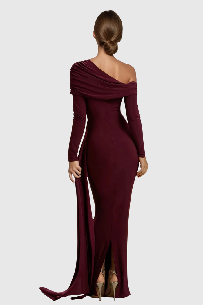 Domingos One Shoulder Bodycon Ruch Maxi Dress