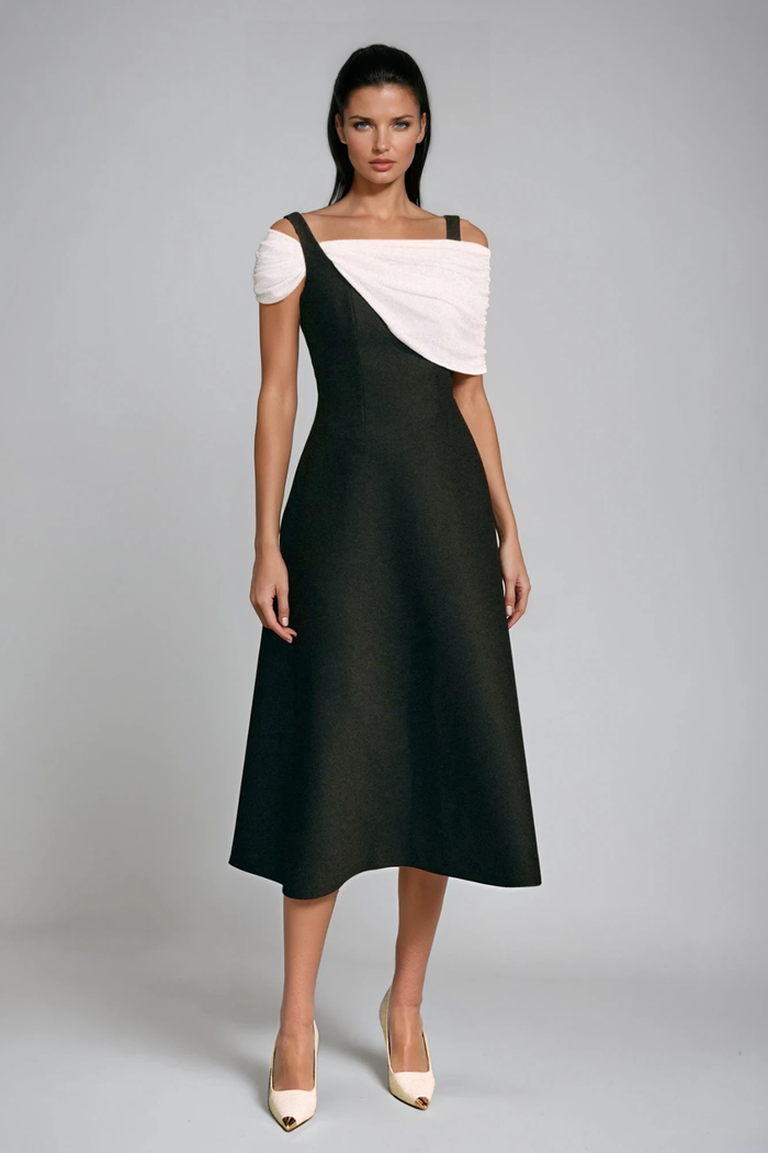 Dominykas Asymmetric Off Shoulder Midi Dress