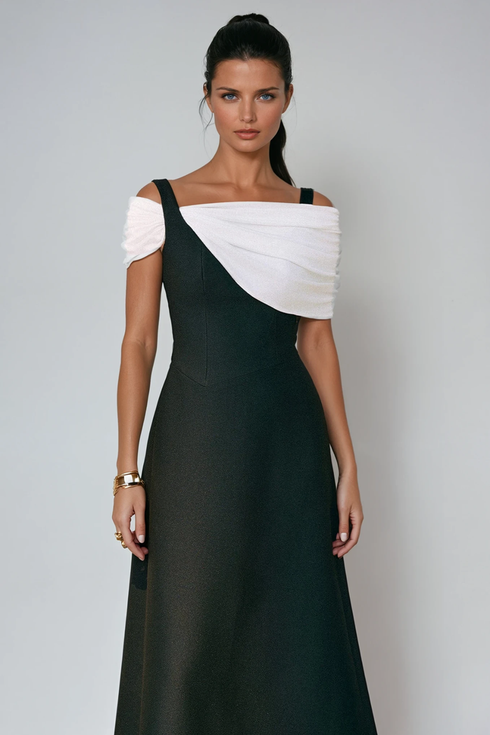 Dominykas Asymmetric Off Shoulder Midi Dress