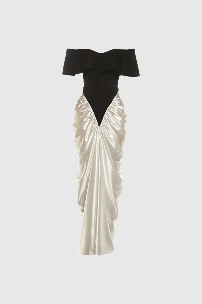 Domitian Off Shoulder Split Maxi Dress