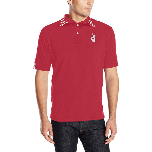 DTI Bright Red Collar Design Polo Men's Shirt