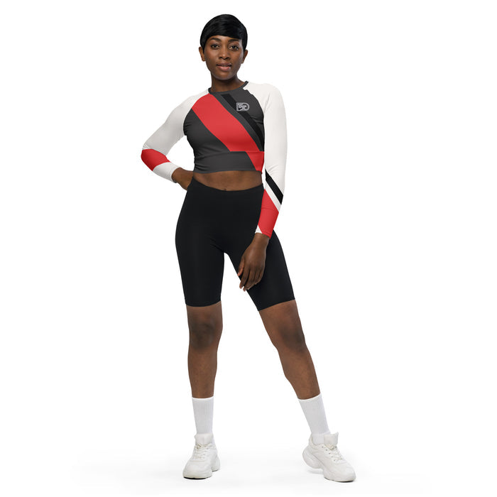 DTI Red Stripe Recycled long-sleeve crop top