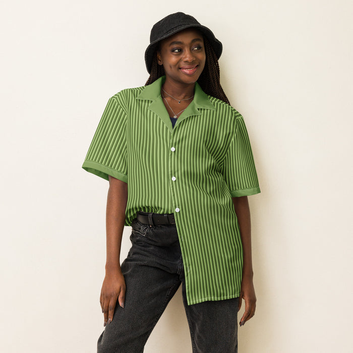 DTI Retro Island Green Stripey Pop Unisex button shirt