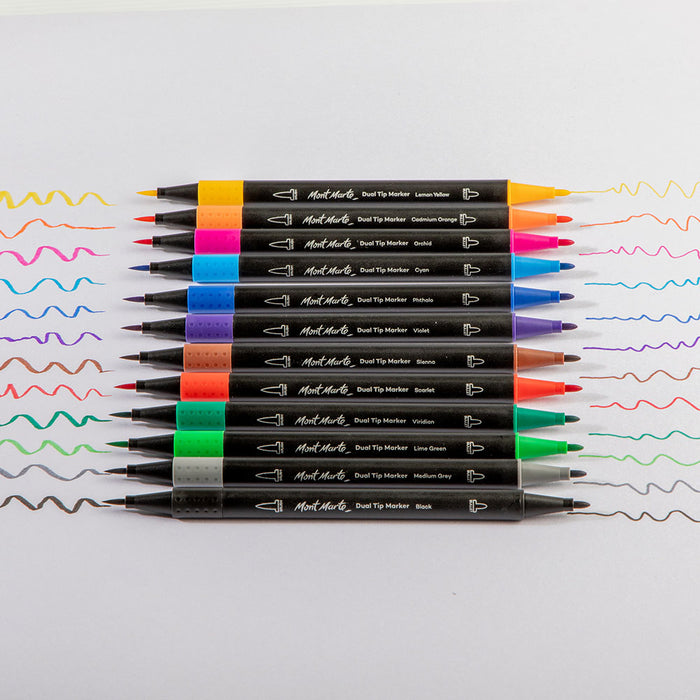 Dual Tip Markers Brush/Bullet Premium 12pc