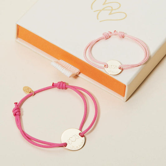 Duo de bracelets personnalisés maman enfant Merci Maman x Mellipou doudou lange MELLIPOU