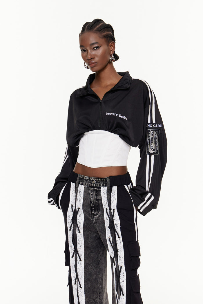 Edelgard Lace Up Corset Top In Black