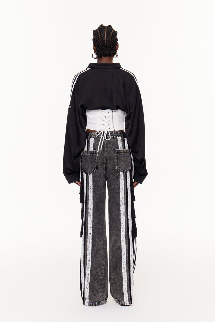 Edelgard Lace Up Corset Top In Black